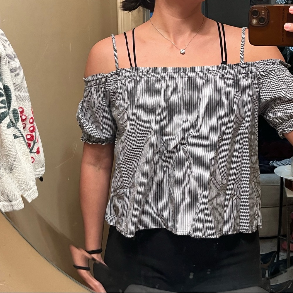 Striped off shoulder top
